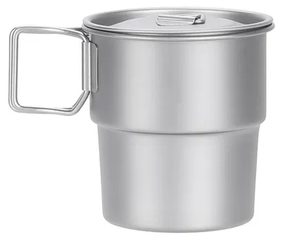 Imagen del producto de Tazas apilables para café, tazas de titanio para camping de 300 ml, tazas plegables con asa, tazas de metal reutilizables para café, ideales para actividades al aire libre y camping