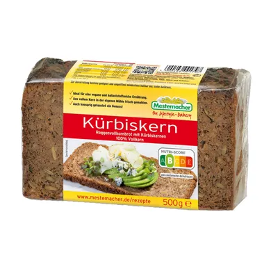 Produktbild von Mestemacher chleb z pestkami dyni Chleb żytni razowy z pestkami dyni 500g