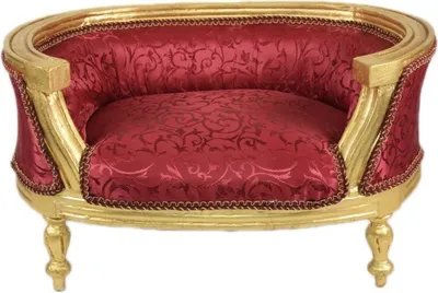 Zdjęcie produktu dla Casa Padrino Baroque Sofa dla psa i kota Bordeaux Pattern / Gold - Krzesło dla psa Siedzisko dla psa Łóżko dla kota Meble dla psa i kota