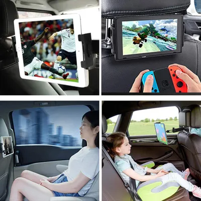 Produktbild von SAWAKE Kopfstützenhalterung mit verstellbarem Winkel, universelle Tablet-Halterung für die Rückbank im Auto, für iPads/Tablets/Smartphones/Nintendo Switch von 5" bis 14".