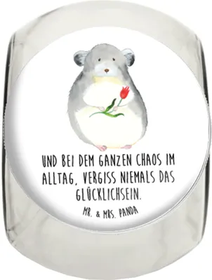 Produktbild von Mr. & Mrs. Panda keksdose glas Chinchilla Blume XL 2000ml - Weiß - Geschenk, Teedose, Kaffeedose, Liebeskummer, Kummer, Tiermotive, aufbewahrungsglas, Bonboniere, Büro