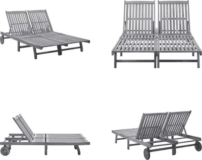 Image de vidaXL Bain de soleil 2 personnes acacia massif - Bain de soleil - Bain de soleil en bois - Bain de soleil en bois