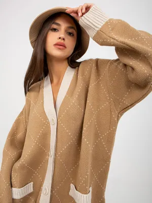 Zdjęcie produktu dla Rue Paris Dámsky kardigan Brenet camel uniwersalny