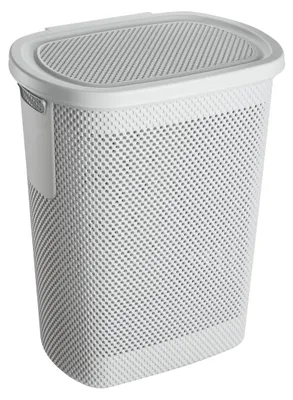 Wäschekorb mit Klappdeckel, 58 L, 47,5x36x57,5 cm, nordisch grau