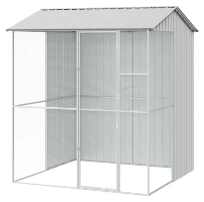 Produktbild von Vogelkäfig Grau 215 x 210 x 247 cm aus verzinktem Stahl für Garten und Terrasse