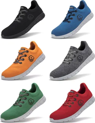 A collage of six different colored Giesswein sneakers.
