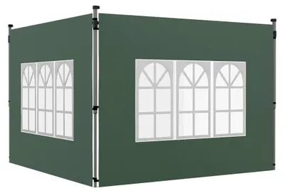Image de Panneaux latéraux pour chapiteau - 3 x 3 / 3 x 4 mètres - Avec fenêtres - Imperméable - Tissu Oxford et plastique - Vert