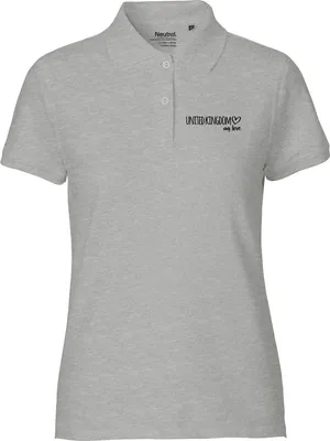 Produktbild von Huuraa Damen Polo Shirt United Kingdom my love M Sport Grey Bio Baumwolle Fairtrade Poloshirt Geschenkidee