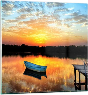 Produktbild von Bilder auf glas - Landschaft Sommer Meer - 40x40cm - Glasbilder - Wandbilder - Kunstdruck - zum Aufhängen bereit - Wanddekoration aus Glas - Glas Bilder - Wandbild auf Glas - Einteilig - GAC40x40-3167