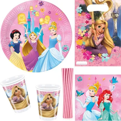 Produktbild von Rapunzel Partyset zum Kindergeburtstag Disney Princess Party Deko