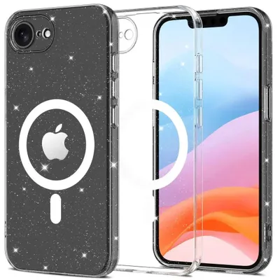 Produktbild von Handyhülle für iPhone 17e / 16e, Tech-Protect Flexair MagSafe, Transparent mit Glitzer