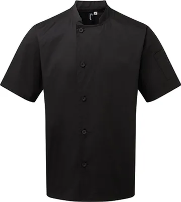 Image de Premier Workwear PR900 | Veste de cuisine Essential Short Sleeve Chefs Jacket - Couleur : Noir - Taille : XL