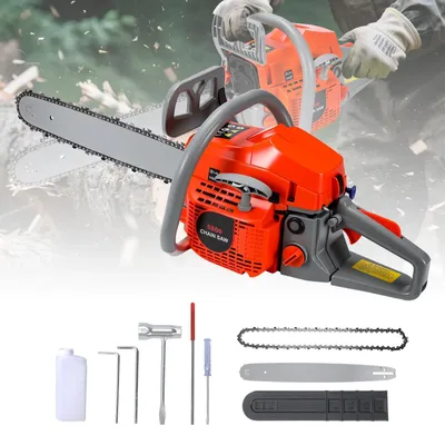 Produktbild von Hochleistungs Kettensäge - Benzin Motorsäge 58cc 2-Takt 2500W - Tragbare handgeführte Säge für Brennholz und Baumschnitt - Orange