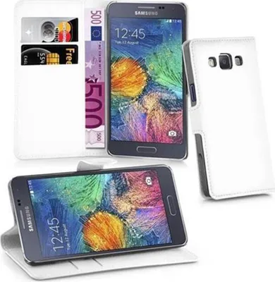 Produktbild von Cadorabo Hülle für Samsung Galaxy A7 2015 Schutz Hülle in Weiß Handyhülle Etui Case Cover Magnetverschluss