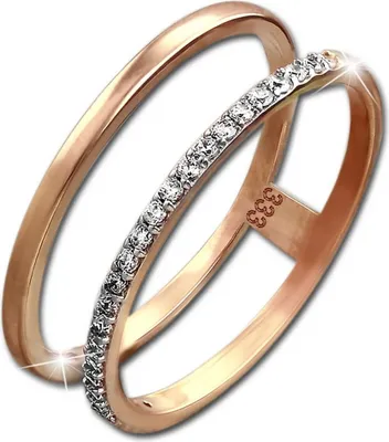 Image de GoldDream Or 8 carats Double bague taille 54 zirconium 333 or rose D2GDR505E54