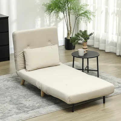 Produktbild von SUGIFT Schlafsessel 3-in-1 klappbar, Klappsessel mit Bettfunktion, Samtoptik Polyester, Beige | bis 120 kg | 6-fach verstellbar bis 180° | 72 x 78 x 79 cm