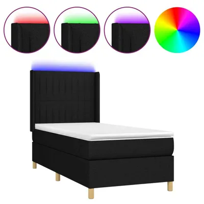 Produktbild von vidaXL Boxspringbett mit Matratze & LED Schwarz 90x200 cm Stoff