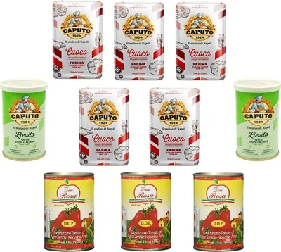 Produktbild von Testpaket Caputo Cuoco Farina Pizzamehl Mehl 5x 1Kg + Zia Rosa DOP Pomodoro San Marzano Tomate aus Kampanien Dose von 400g 3x 400g + 2x Caputo Trockenhefe 100g