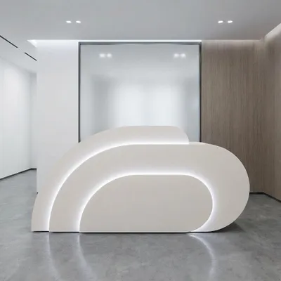Produktbild von Salon Geschäft Empfangstisch Laden Kasse Kurvige Theke Gebogene Bar Beige 200cm【M SQQ 200】