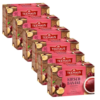 Produktbild von Teehaus Kirsch Banane Früchtetee mit Kirsch Bananen Aroma 90g 6er Pack
