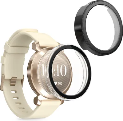 Produktbild von kwmobile 2x Cover kompatibel mit Garmin Lily 2 Hülle - Fullbody Fitnesstracker Case Set aus Glas - Transparent Schwarz