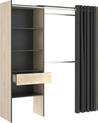 Immagine prodotto di Dmora Guardaroba Grande Arim 50x205h cm Marrone Rovere, Appendiabiti 5 Vani