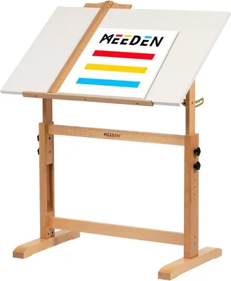 Image de MEEDEN Table d'artiste blanche 90x60 cm - Table en bois inclinable pour l'art, l'artisanat, les adultes, l'écriture