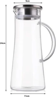 Produktbild von Famanu Glaskaraffe mit Deckel - 1,5L multifunktionale Trinkkanne für Saft, Eistee, Milch und mehr