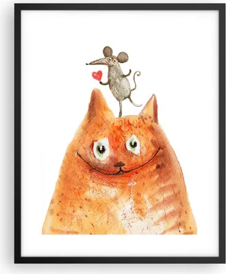 Produktbild von Gerahmtes Poster - Schwarzer Rahmen - Katze Maus Kinder - 40x50 cm - Wand Bild - Wanddeko - Wandbilder - Kunstposter - Wandposter - Bilderrahmen - Bilder - Kunstdruck - Wandbild - P2BPA40x50-4195