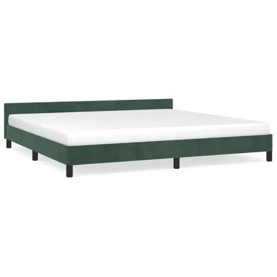 Image de vidaXL Cadre de lit sans matelas vert foncé 200x200 cm velours