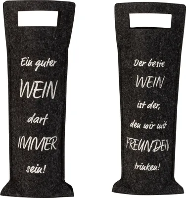 Produktbild von 2 x Weintasche Weinflaschentüte Geschenkverpackung aus Filz schwarz Höhe 41 cm Breite 14,5 cm
