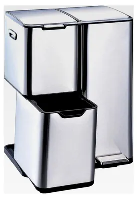 Produktbild von Mülltrennsystem Jannik 60 Liter Silber Edelstahl Mülleimer mit 3 Behältern