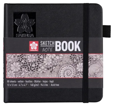 Image de SAKURA 94140002 SAKURA carnet de croquis/notes, 120 x 120mm, noir/blanc crème