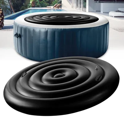 Obrázok produktu pre Nafukovacia kryca doska pre vírivku, kruhový tvar, priemer 140 cm, s rúčkami. Úsporná, odolná voči dažďu, trvanlivá, vyrobená z PVC