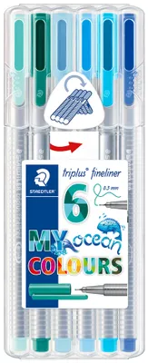 Produktbild von STAEDTLER Fineliner triplus "MY ocean COLOURS 6er Etui