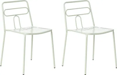 Produktbild von BELIANI Gartenstuhl 2er Set Hellgrün aus Metall Stahl ohne Armlehnen Stapelbar Modernes Design Esszimmerstuhl für Garten Terrasse Balkon Küche