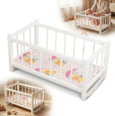 Immagine prodotto di LETTO IN LEGNO BIANCO LETTO IN LEGNO per bambole lettino giocattoli per bambini