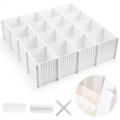 Produktbild von Schubladenteiler Schubladeneinteiler Schubladentrenner - 37 x 11 cm - 10 Stück - Weiß - Zuschneidbar