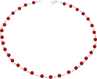 Produktbild von Kette Collier aus echter Koralle rot Korallenkette Halskette Halscollier Damen