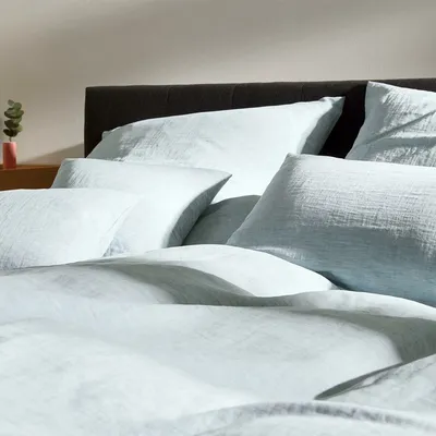 Produktbild von elegante Halbleinen-Bettwäsche-Garnitur Breeze Farbe blassgrün Größe 135x200+80x80cm