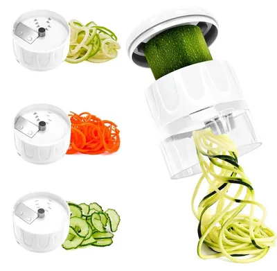 Spiraalschneider, 4-in-1, Gemüsehobel, 420 Edelstahl, kompakt, weiß