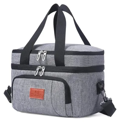 Produktbild von Lunchbox-Tasche - Große Kühltasche - Doppelwandig - Großes Fassungsvermögen - Schultergurt - Polyester - Grau