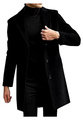 Produktbild von Herren Schlanker Wintermantel Reverskragen Langarm Gepolsterte Lederjacke Verdicken Mantel Schaffelljacke