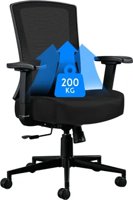 Produktbild von Bürostuhl Ergonomisch 200KG Schreibtischstuhl, Hoher Rücken Ergonomischer Stuhl Drehstuhl hat 2D Verstellbare Lordosenstütze, 105°Schaukeln Computerstuhl Mesh-Stuhl