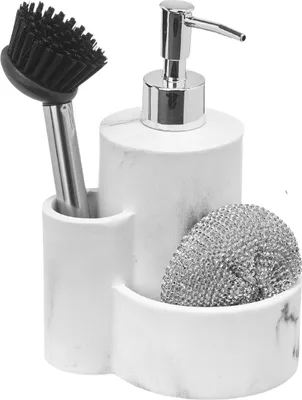Imagen del producto de FlKINVARA | Dispensador de líquidos - 19,5 cm - blanco - con cepillo y esponja - práctico - funcional