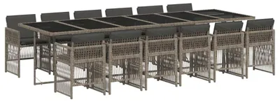 Image de vidaXL Ensemble de jardin 13 pièces avec coussins Gris Poly rotin