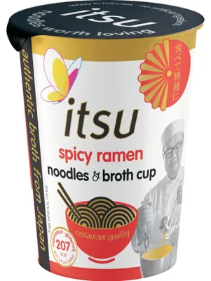 Immagine prodotto di Itsu Spicy Ramen Noodles & Broth Cup 64g – Snack piccante di ramen istantaneo