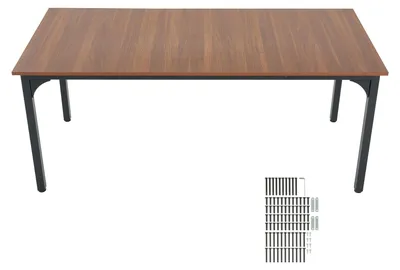 Produktbild von Rechteckiger Esstisch Küchentisch Holztisch (180 cm / 136, 1 kg belastbar) für 6–8 Personen, Bauernhaus-Esszimmermöbel mit Eisenbeinen