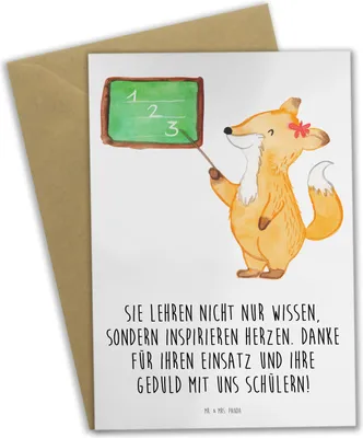 Produktbild von Mr. & Mrs. Panda Grußkarte Danke Lehrer - Weiß - Geschenk, Schule, Wissen, Dankbarkeit, weihnachtskarten, Bedanken, glückwunschkarten, sagen, einladungskarten, fördern