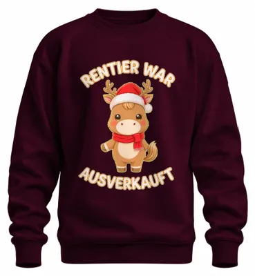 Productafbeelding van Rentier - Kersttrui, geschikt als cadeau voor kinderen, grappig, uni, kleur: bordeauxrood, maat: S